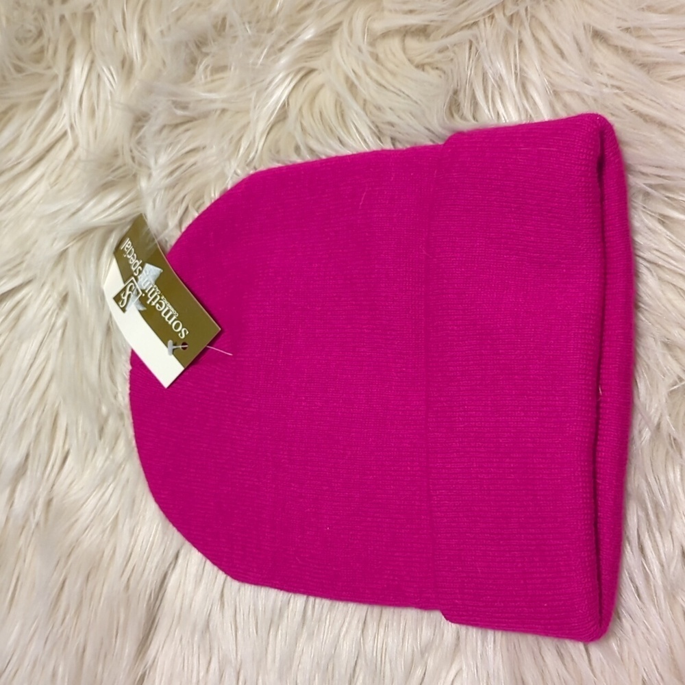 Pink embellished bling winter beanie hat - Picture 2 of 3